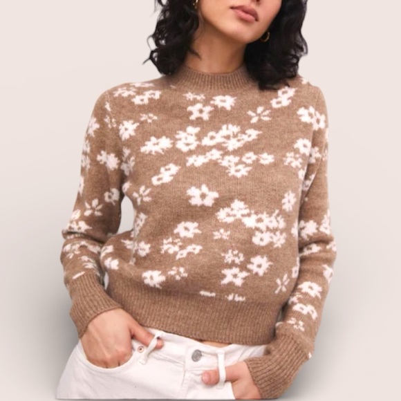 Z Supply Sweaters - Z Supply Tory Plush Floral Sweater Brown & Cream Slightly Cropped Size Medium